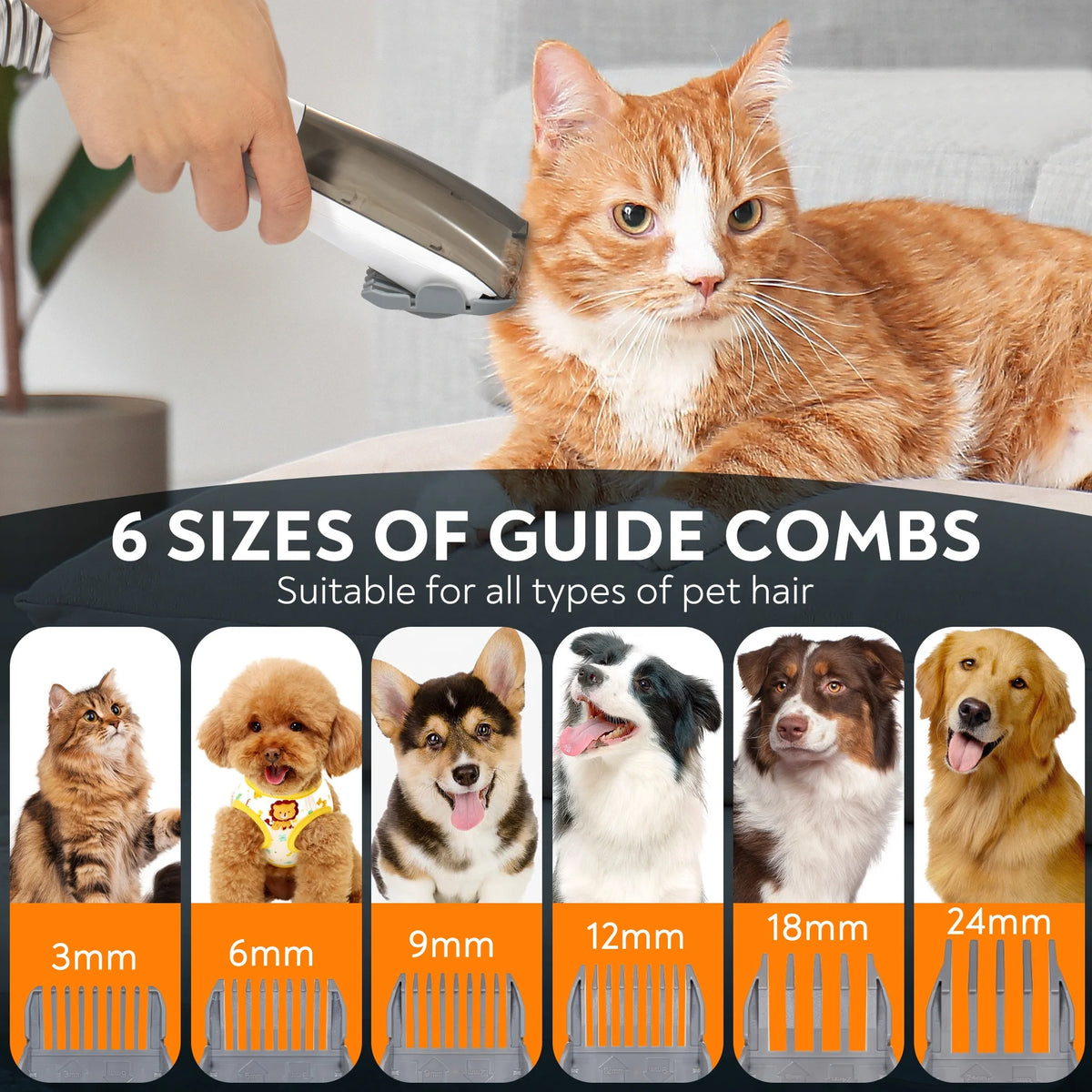 Customizable Set Vacuum Hair Removal Clippers Pet Grooming Tools Including Dog Cat