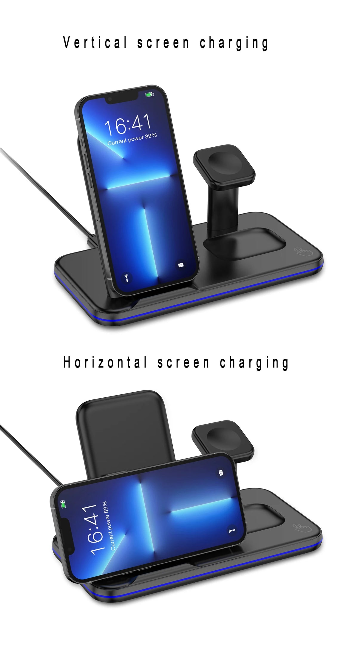 Sale 3 in 1 Foldable 15w Fast 3 in 1 Wireless Charger Stand for Iphone and Android 3 in 1