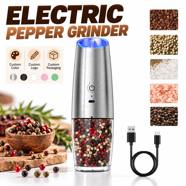 Gravity Electric Salt and Pepper Grinder Automatic Spice Mill with Adjustable Coarseness