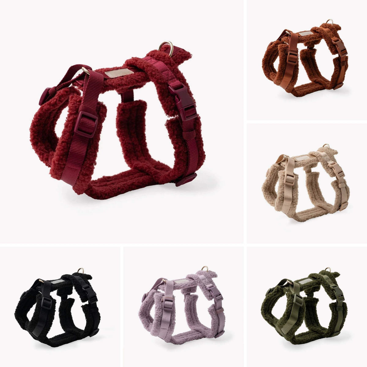 Personalized Adjustable Solid Nylon Sherpa Luxury Dog Harness No Pull for Dog Walking