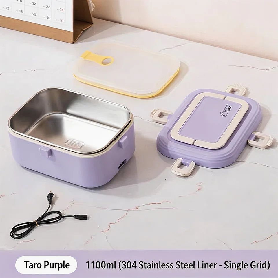 Electric Heating Lunch Box, No Water Needed 304 Stainless Steel Food Warmer,