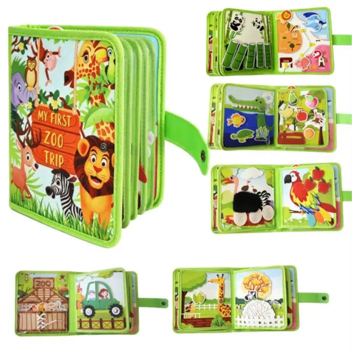 Montessori Busy Board Dinosaur Themed Felt Toys Kids Animals Busy Board Sensory Toys Diy