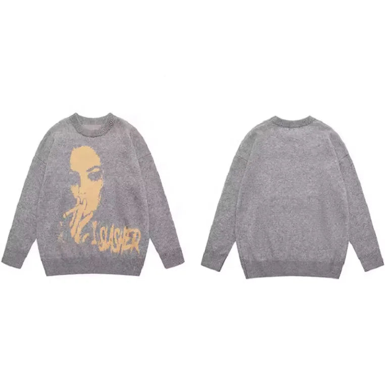 Knit Fashion Skeleton Thick Jacquard Jumpers Sweater for Men Knitwear Winter Knitted