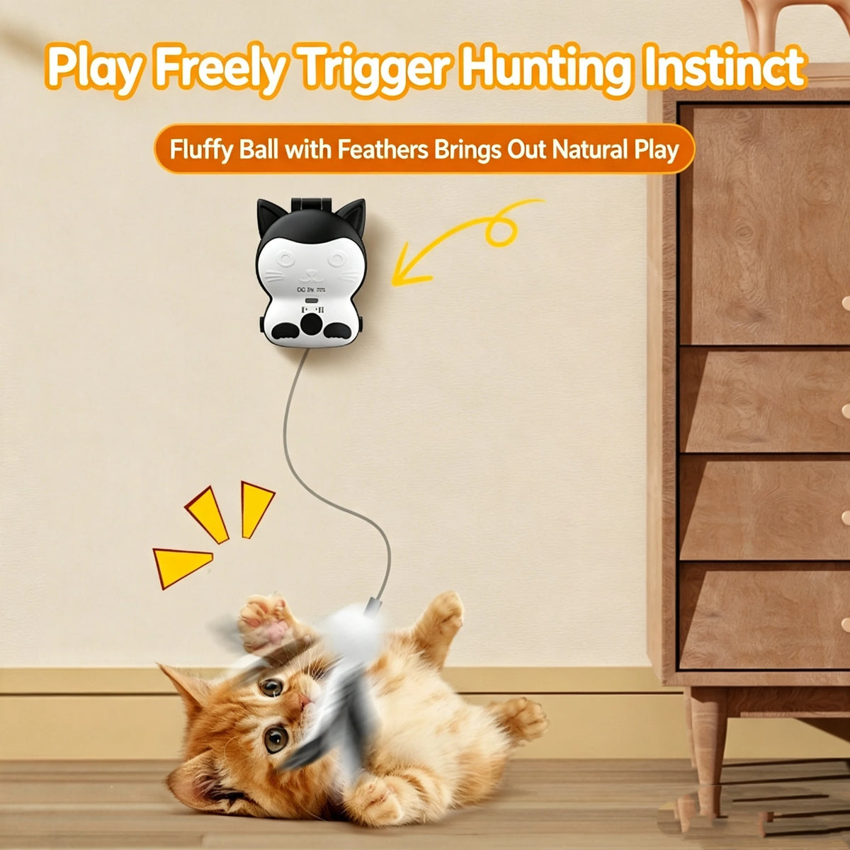 ChongxinIOT Interactive Cat Toy 2 in 1 Automatic Up Down Teaser with Suction Cup Hook
