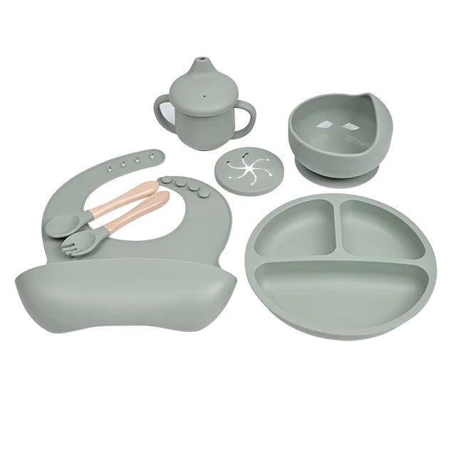 CE CPC Certified BPA Free Microwavable Silicone Baby Feeding Set Soft Spout Sippy Cup