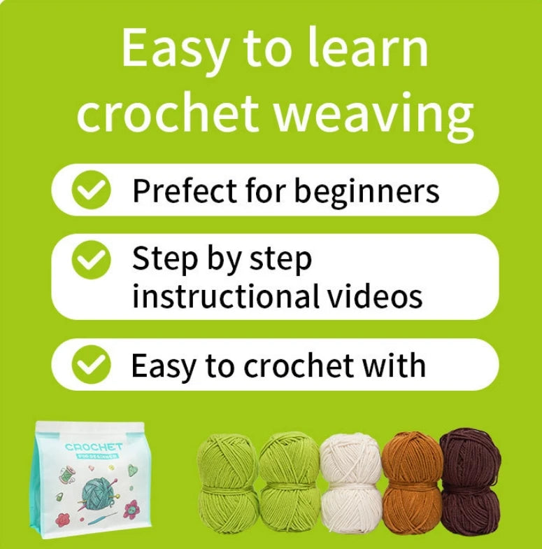 Handmade DIY Crochet Kit for Beginners Cross Yarn Knitting Wool Material Potted Flowers