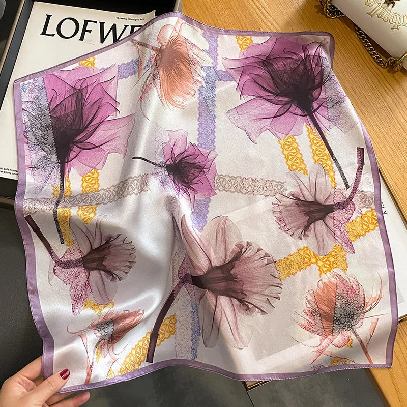 Luxury Silk Scarf for Women Pack Floral Style Multi-Functional All Season