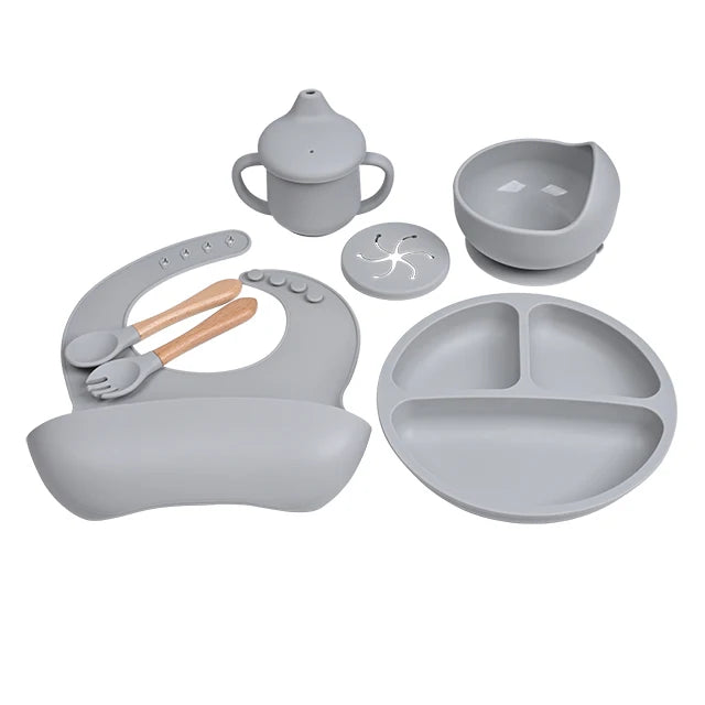 CE CPC Certified BPA Free Microwavable Silicone Baby Feeding Set Soft Spout Sippy Cup