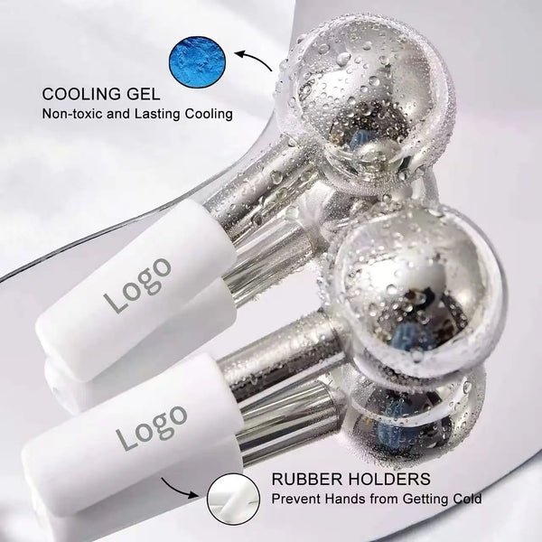 Custom Two Pack Handheld Ice Globes Cryo Stick Facial Ice Roller Massager for Face Eye