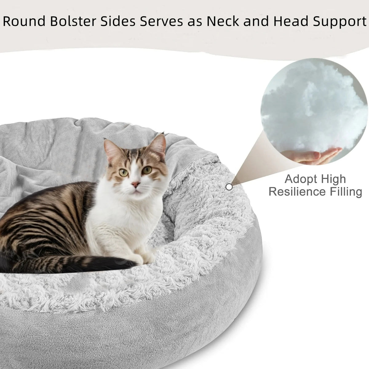 Donut Pet Bed with Hooded Blanket, Cozy Round Bed for Dogs and Cats