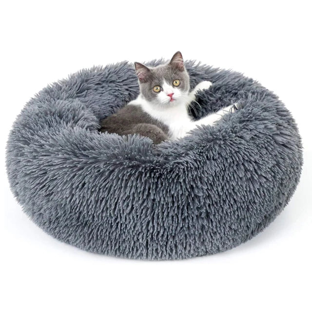Furry Dog Bed Colorful Designs Coral Fleece Round Foam Large Fluffy Calm Donut Dog Bed