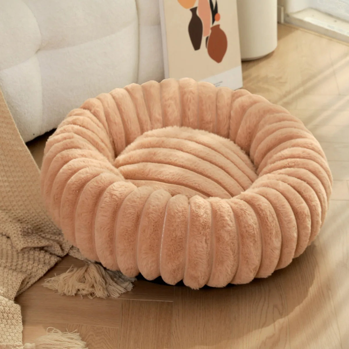 Soft Flannel Dog Donuts Calming Bed New Fashion Warm Winter Bed