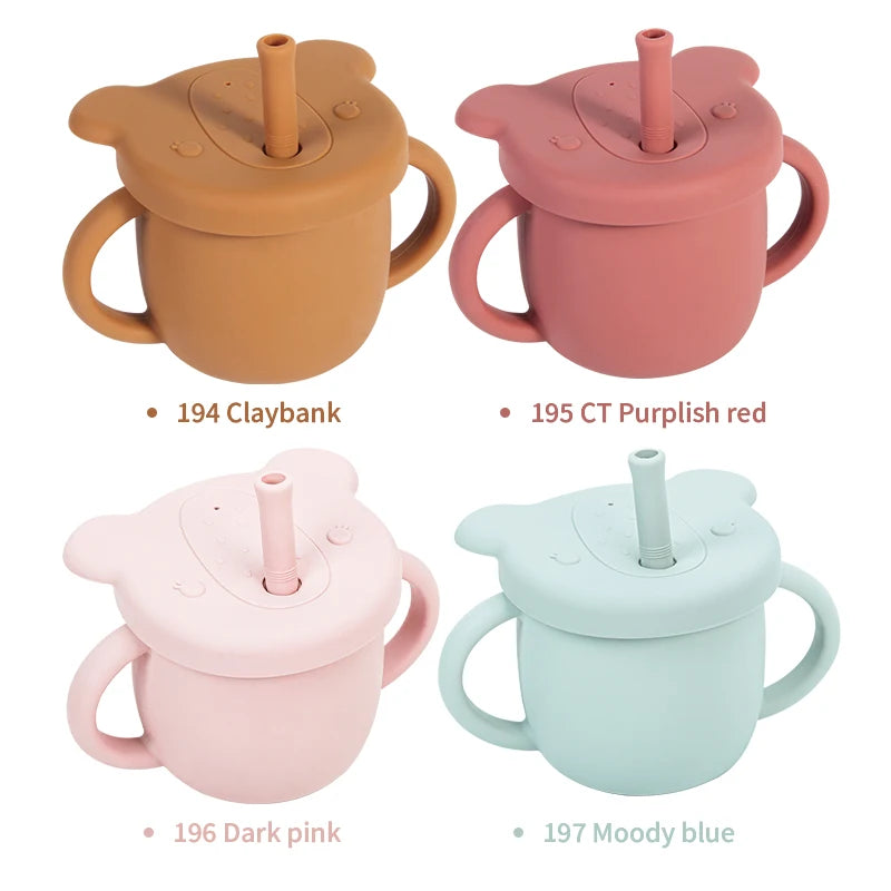 OME/ Modern Baby Feeding Set Bpa Free Silicone Bowls Plates Training Cup Bibs Knife Fork