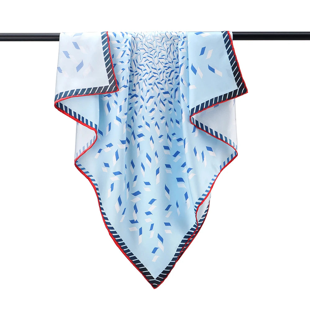 Premium Silk Geometric Digital Print Scarf Custom Women'S Scarves