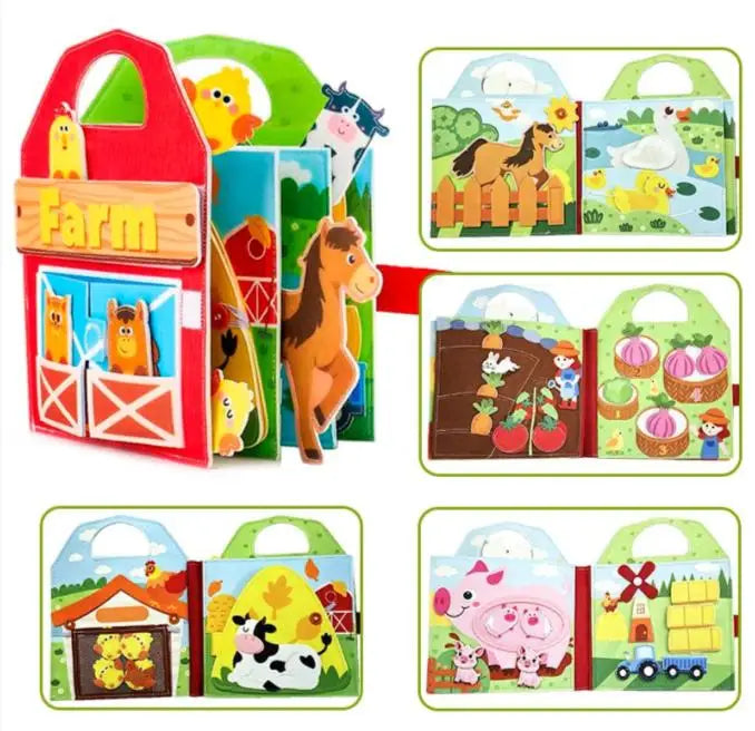 Montessori Busy Board Dinosaur Themed Felt Toys Kids Animals Busy Board Sensory Toys Diy