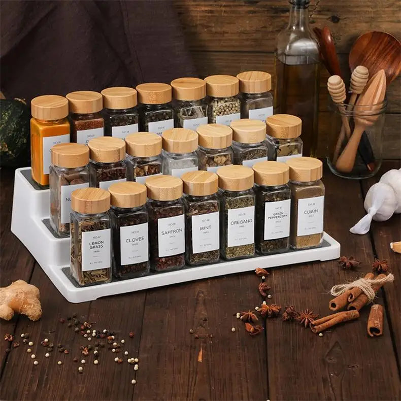12Pcs Spice Jars 4OZ Glass Seasoning Jars Bamboo Lids Airtight Sealing With Label