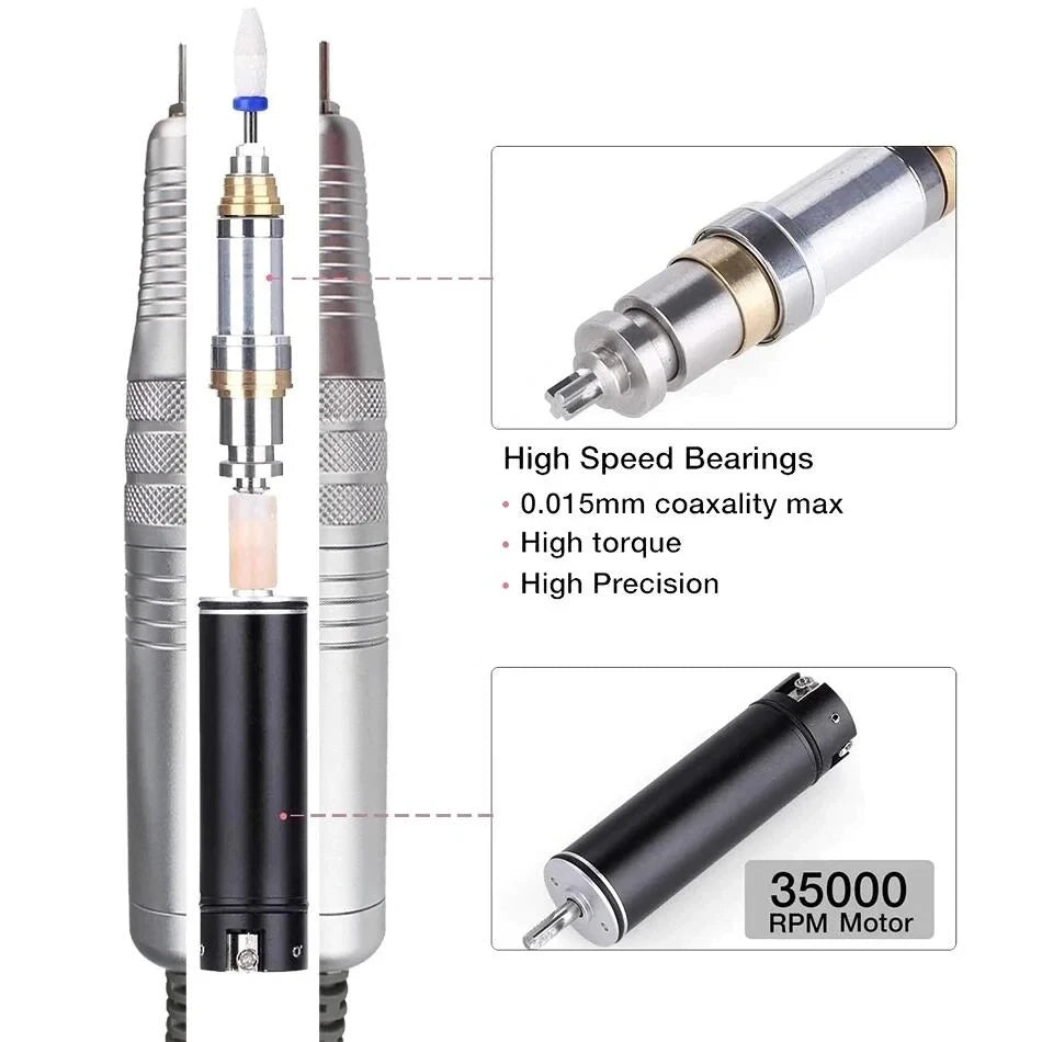 Professional High Speed 35000Rpm Portable Electric Rechargeable Nail Drill Machine