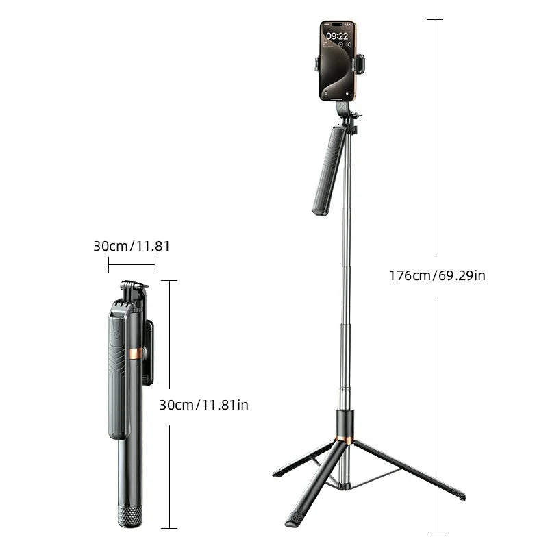 Stable Bluetooth Selfie Stick Tripod with Remote 2 in 1 Adjustable Phone Stand