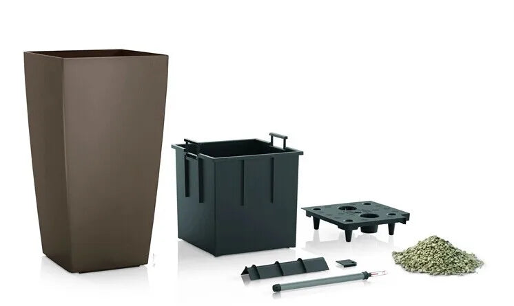 Tall Square Cylinder Self-Watering Eco-Friendly Plastic Planter Flower Pot for Home