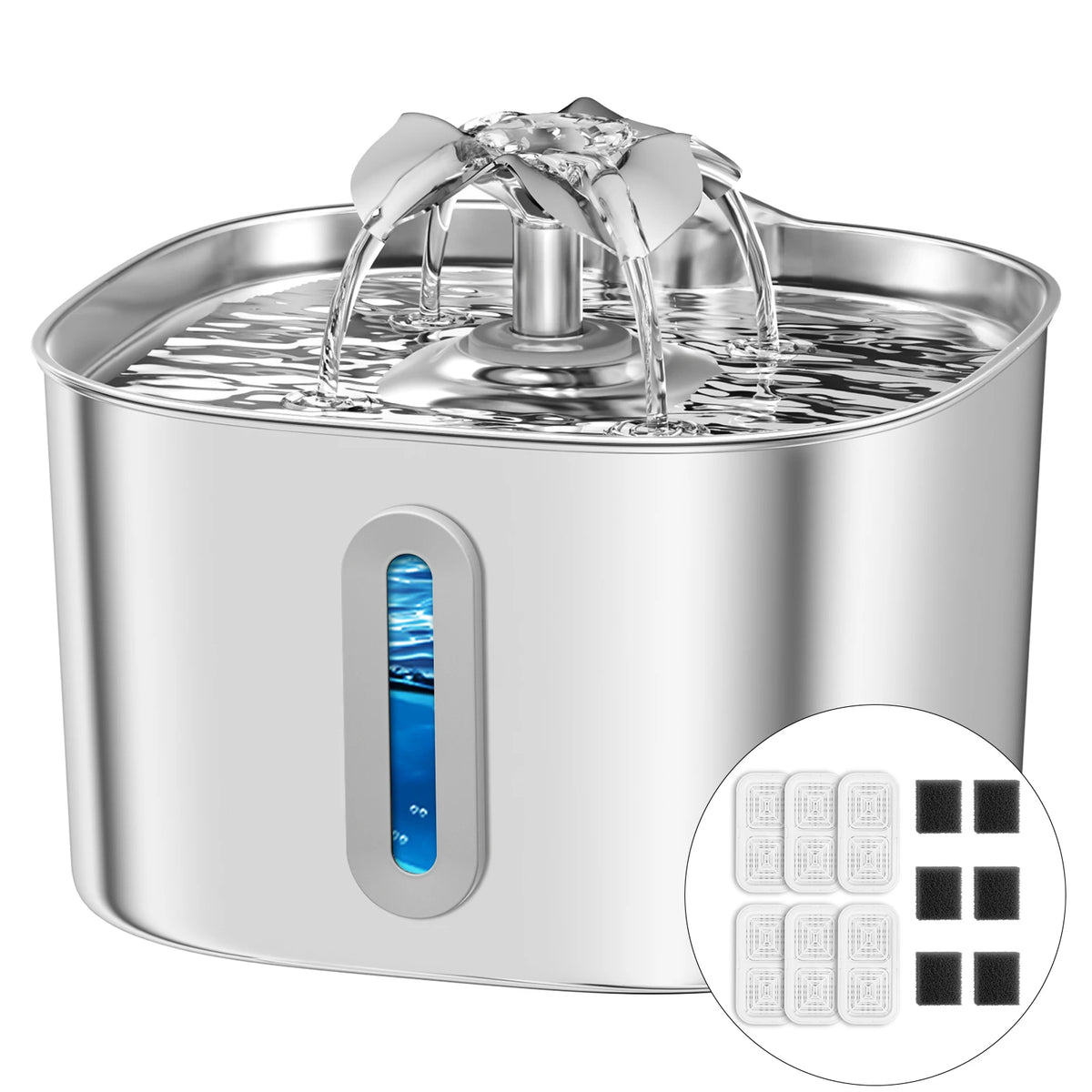 3.2L 304 Stainless Steel Automatic Cat Water Fountain Dog Dispenser Ultra Quiet Silent