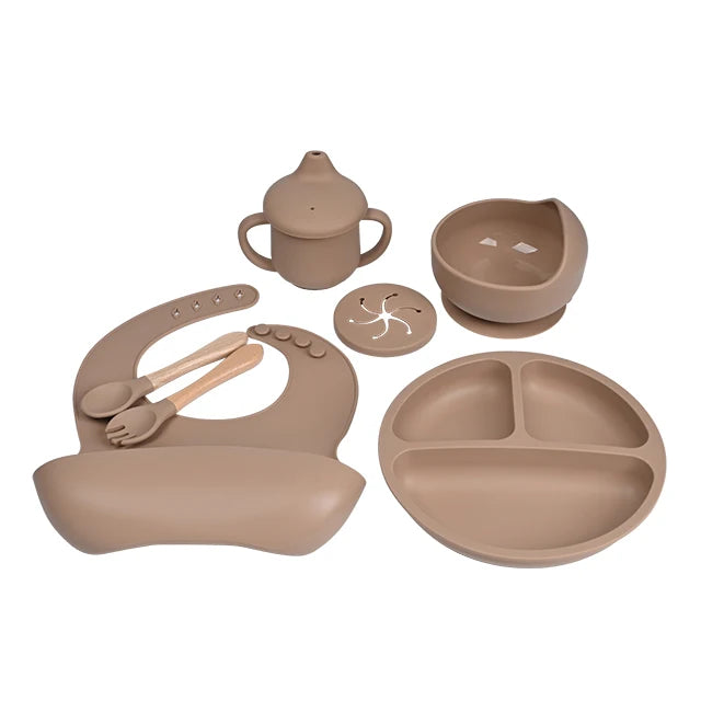 CE CPC Certified BPA Free Microwavable Silicone Baby Feeding Set Soft Spout Sippy Cup