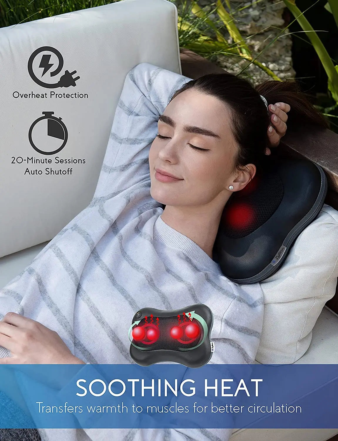Home Shiatsu Shoulder Back Neck Massager Deep Tissue Kneading Electric Vibrator Infrared