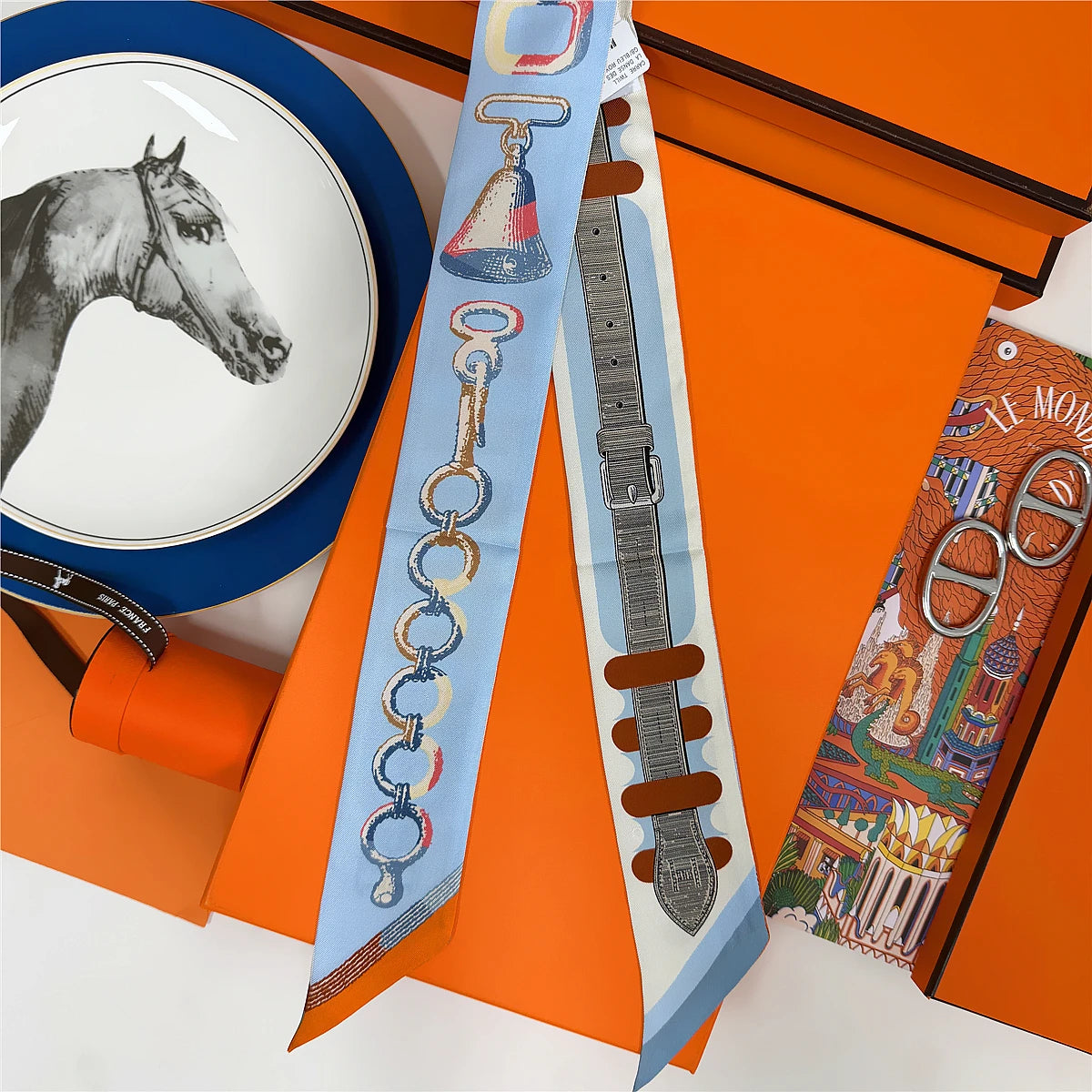 5*86 Cm Neck 100% Silk Scarf Custom Printing Scarves Designer Head Bag Women Stylish