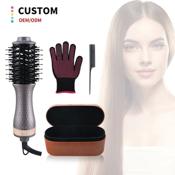 Hot Air Brush Hair Straightener Curling Iron Mini Hot Air Brush Hair Iron Electric Hair