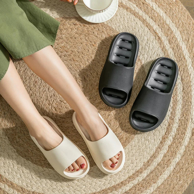 Summer Women'S Cloud-Soft EVA Thick Bottom Hollow Slippers Bath Waterproof Non-Slip Quick