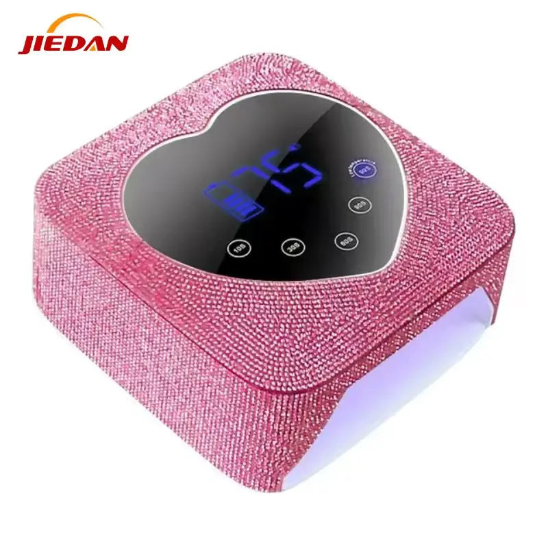 Power 72w Cordless LED Nail Lamp with Sparkle Diamond Light Rechargeable UV Lamp for Gel