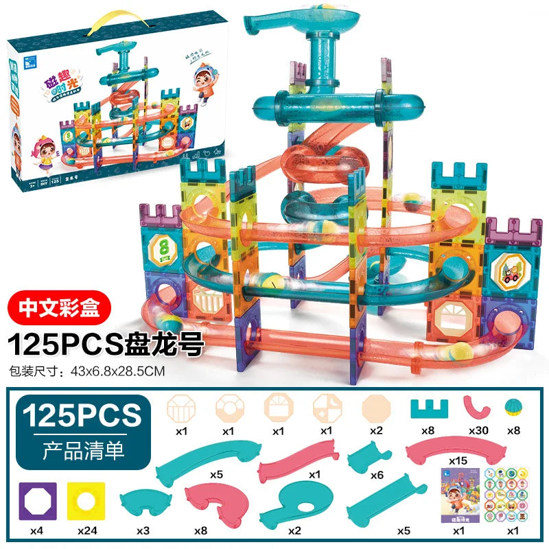 107 Pcs Strong Magnetic Building Tiles Blocks Model Construction Toys for Kids 2 to 4