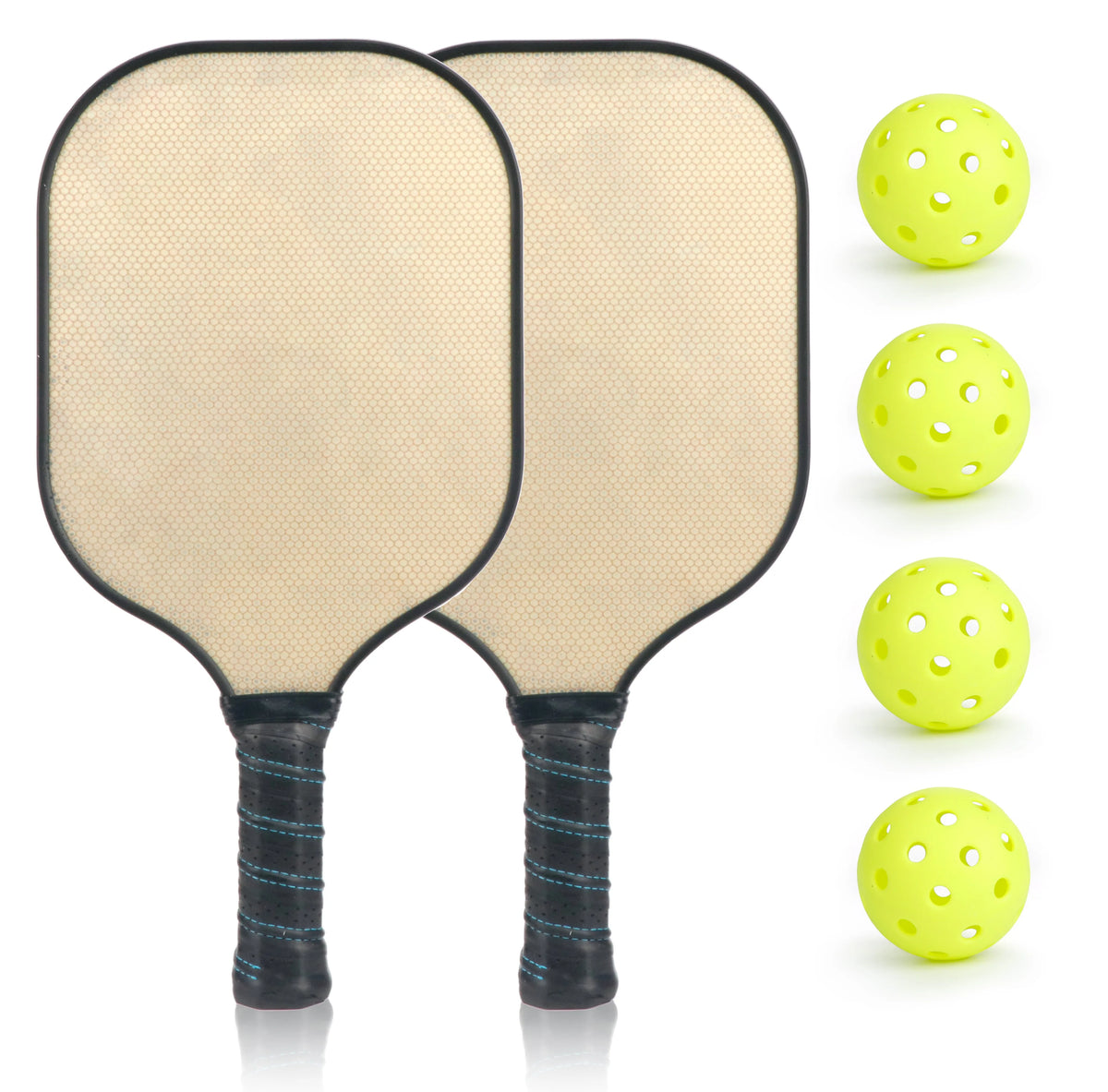 Approved Portable Pickleball Paddles Set 2 4 Balls Honeycomb Core Glass Fiber Sports
