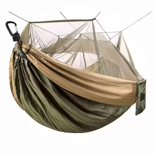 Outdoor Travel 1-2 Person 210T Nylon Camping Hammock with Mosquito Net