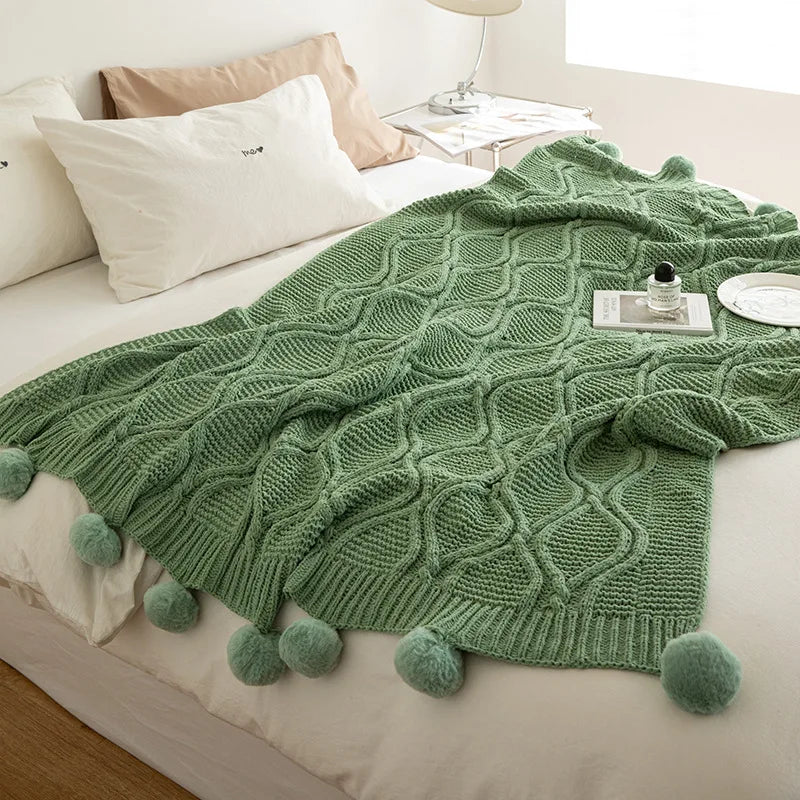 Chenille Chunky Knit Blanket for Winter Tv Sofa Nap Woven Throw Christmas Decoration