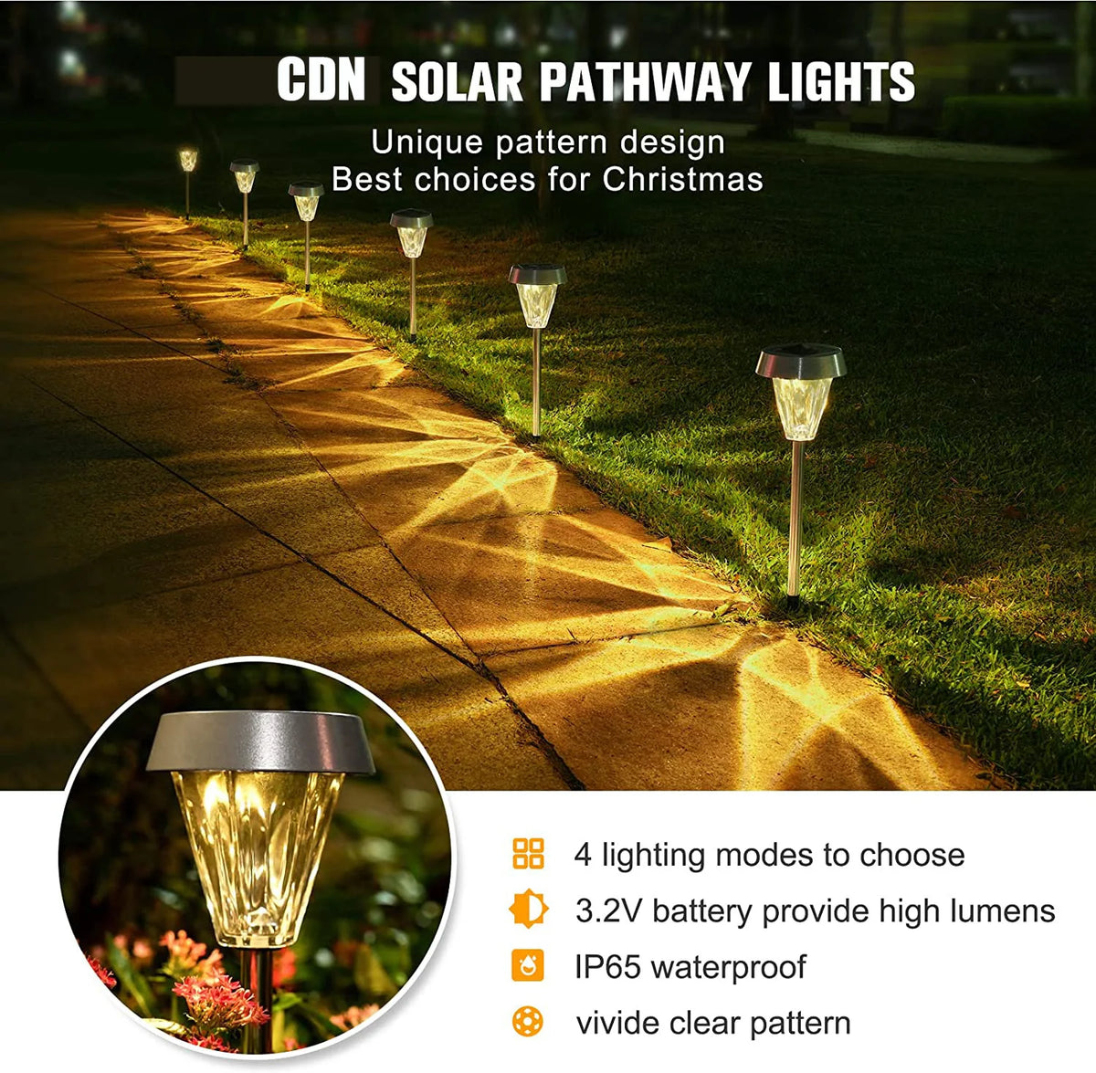 Solar Outdoor Decorations Waterproof Solar Yard Lights 7 Color Changing Solar Garden