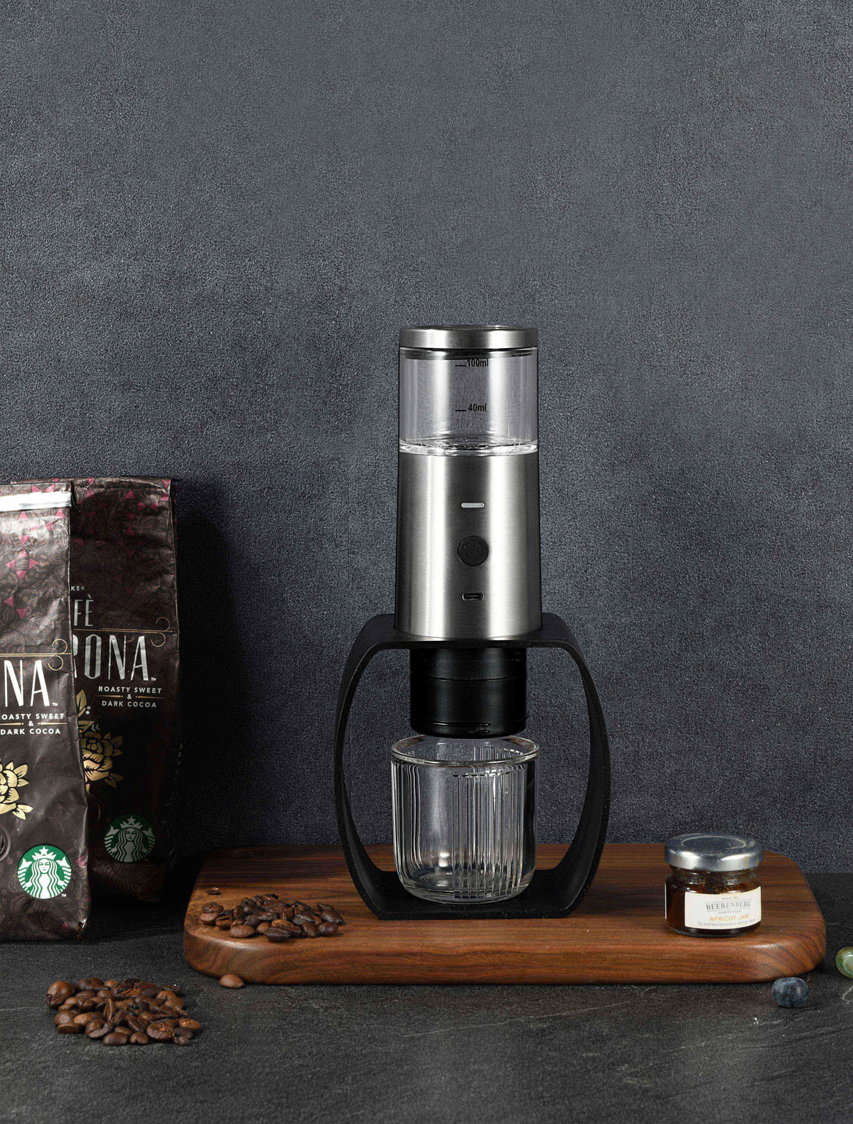 Portable Electric Burr Coffee Grinder Grind While Charging Visual Bean Hopper External