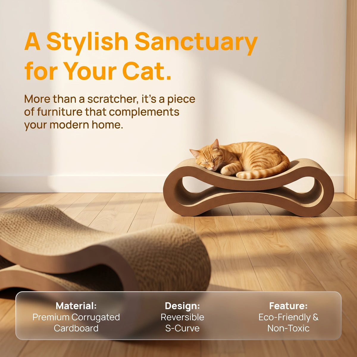 Cat Scratcher Board No Shedding Thick Corrugated Paper All-in-One 2-Level Large Cat