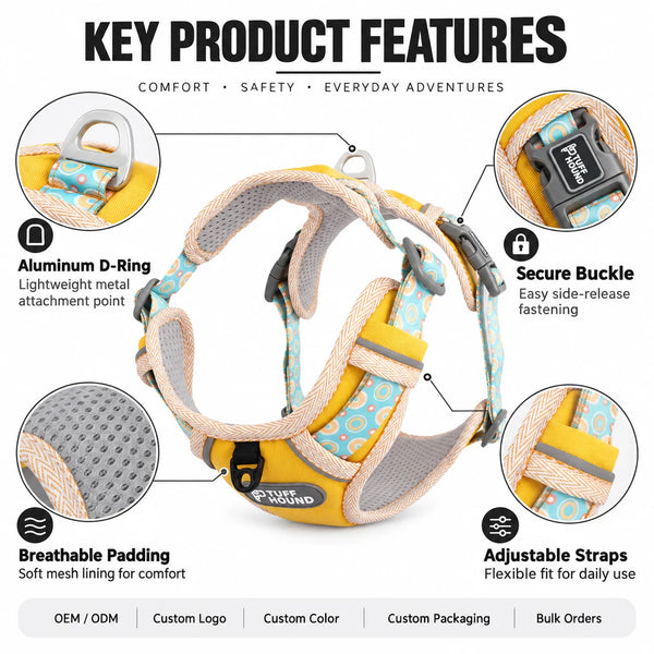 Breathable Pet Harness Adjustable Lightweight Dog Harness for Everyday Walks with D-Ring