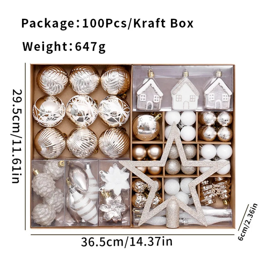 Plastic Christmas Balls Hanging Decorative Gift Set Christmas Bauble Luxury Tree
