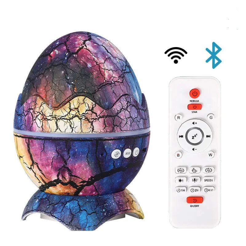 Starry Star Dinosaur Egg Projector Night Light BT Music Speaker Ocean Wave Kids Adults