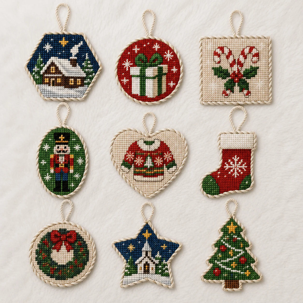 Customizable Decoration Fashionable Embroidered Christmas Tree Needlepoint Ornament