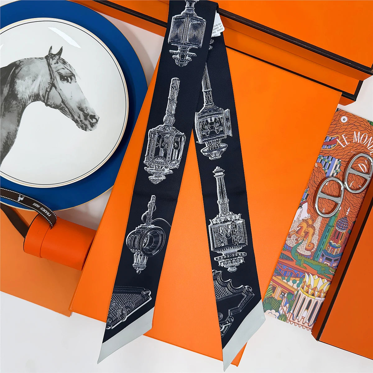 5*86 Cm Neck 100% Silk Scarf Custom Printing Scarves Designer Head Bag Women Stylish