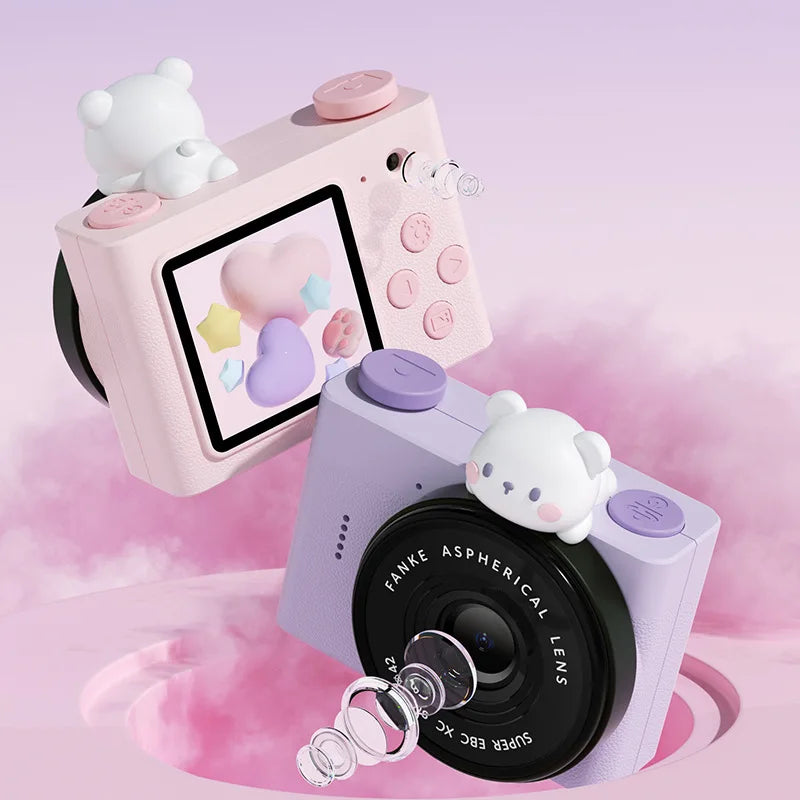 Kids Gift Mini Digital Video Camera 2000W HD with Built-In Games Cute Cartoon Design Gift