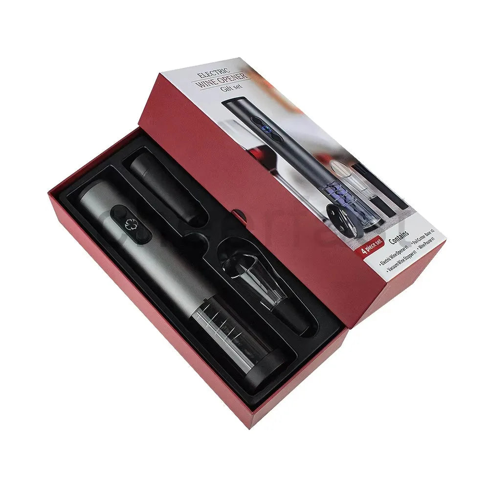 Sample Support Black Wine Opener Rechargeable With Wine Pourer Foil Cutter Stopper Usb