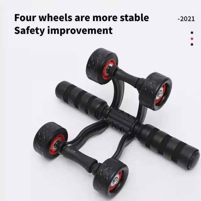 Multi-Function 4 Wheel Abs Roller with Knee Pad Mat Abdominal Wheel Fitness Ab Abdominal