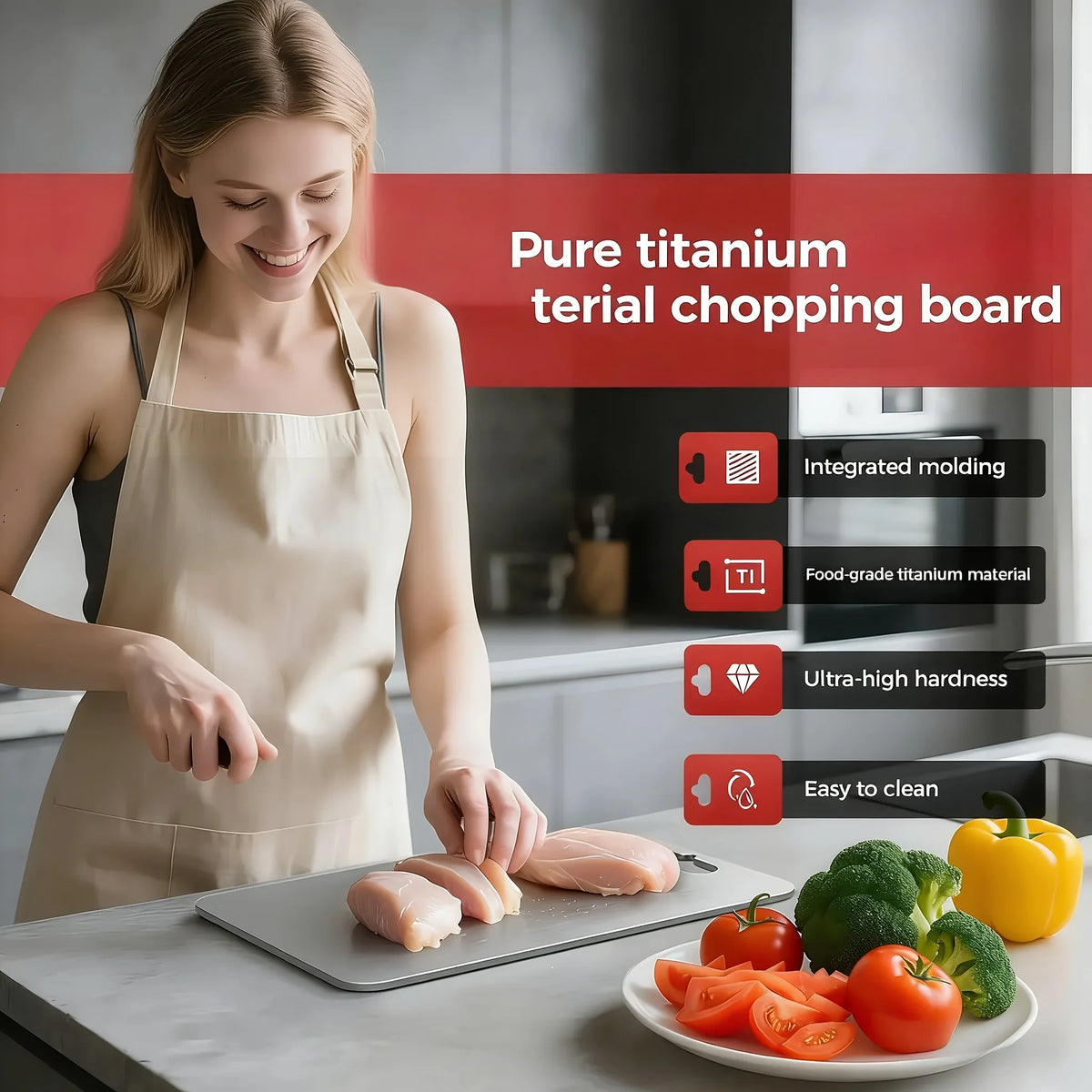 Titanium Cutting Board 100% Pure Cutting Boards for Kitchen Best Non Toxic Chopping Board