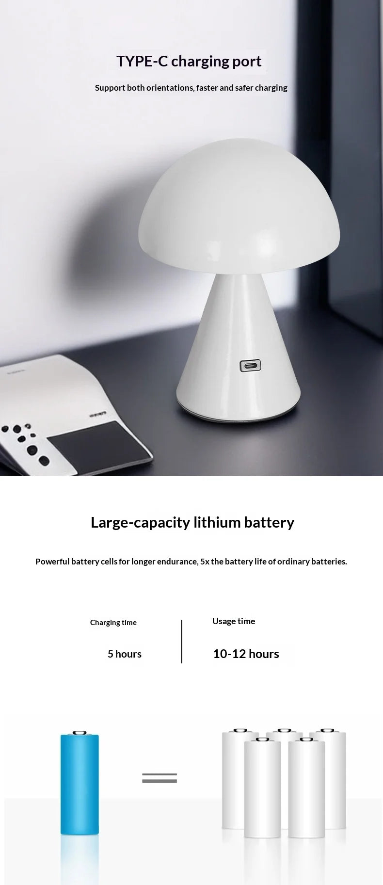 Creative Mushroom Lamp Bedside Desk Lamp Touch Control DIY Three-Color Light Ambient