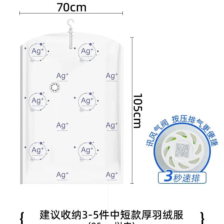 Vacuum Compression Bags Pump Free PA+PE Antibacterial Japandi Style Glossy Space Saving