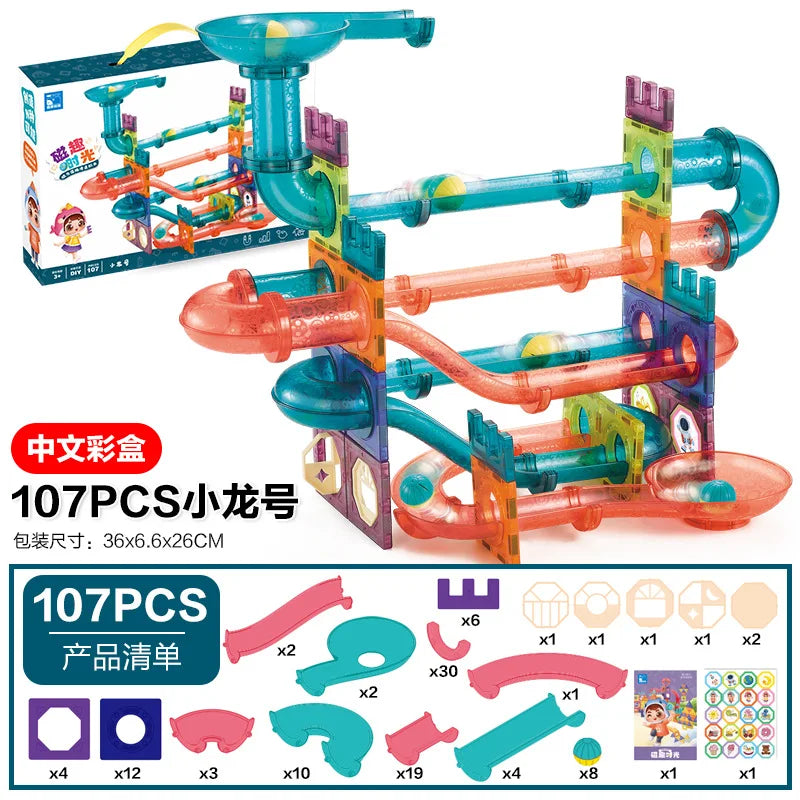 107 Pcs Strong Magnetic Building Tiles Blocks Model Construction Toys for Kids 2 to 4