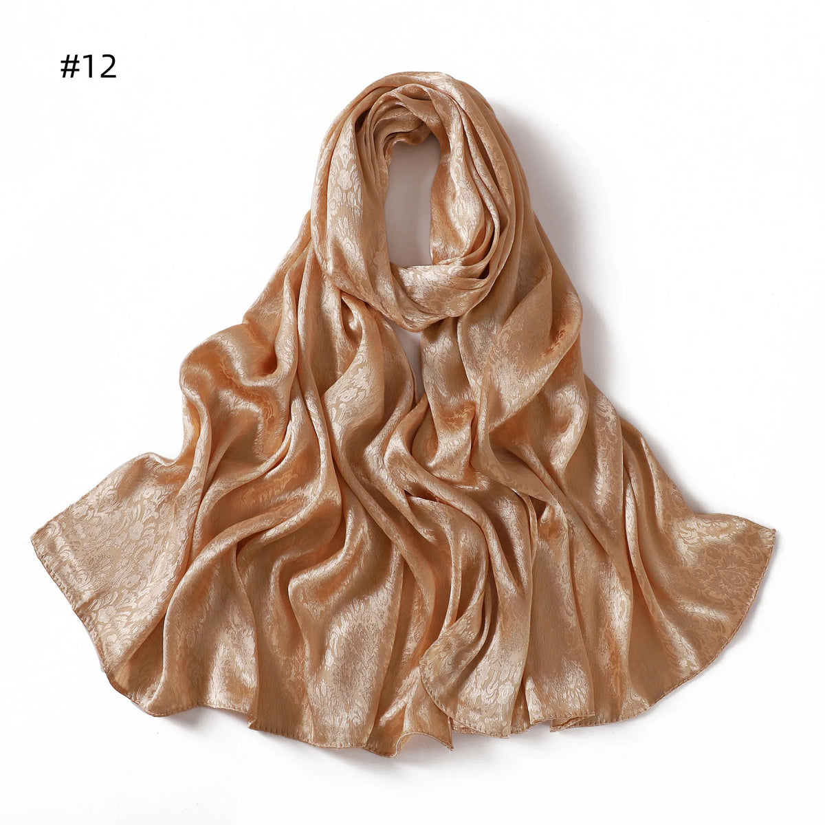 New Solid Color Satin Jacquard Long Scarf Breathable Soft Faux Silk